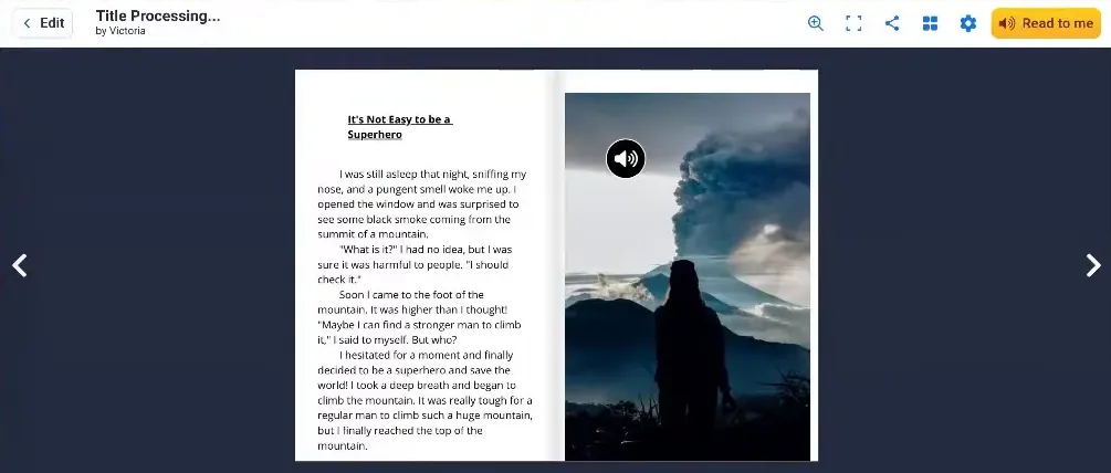 Student using Book Creator for writing assignment